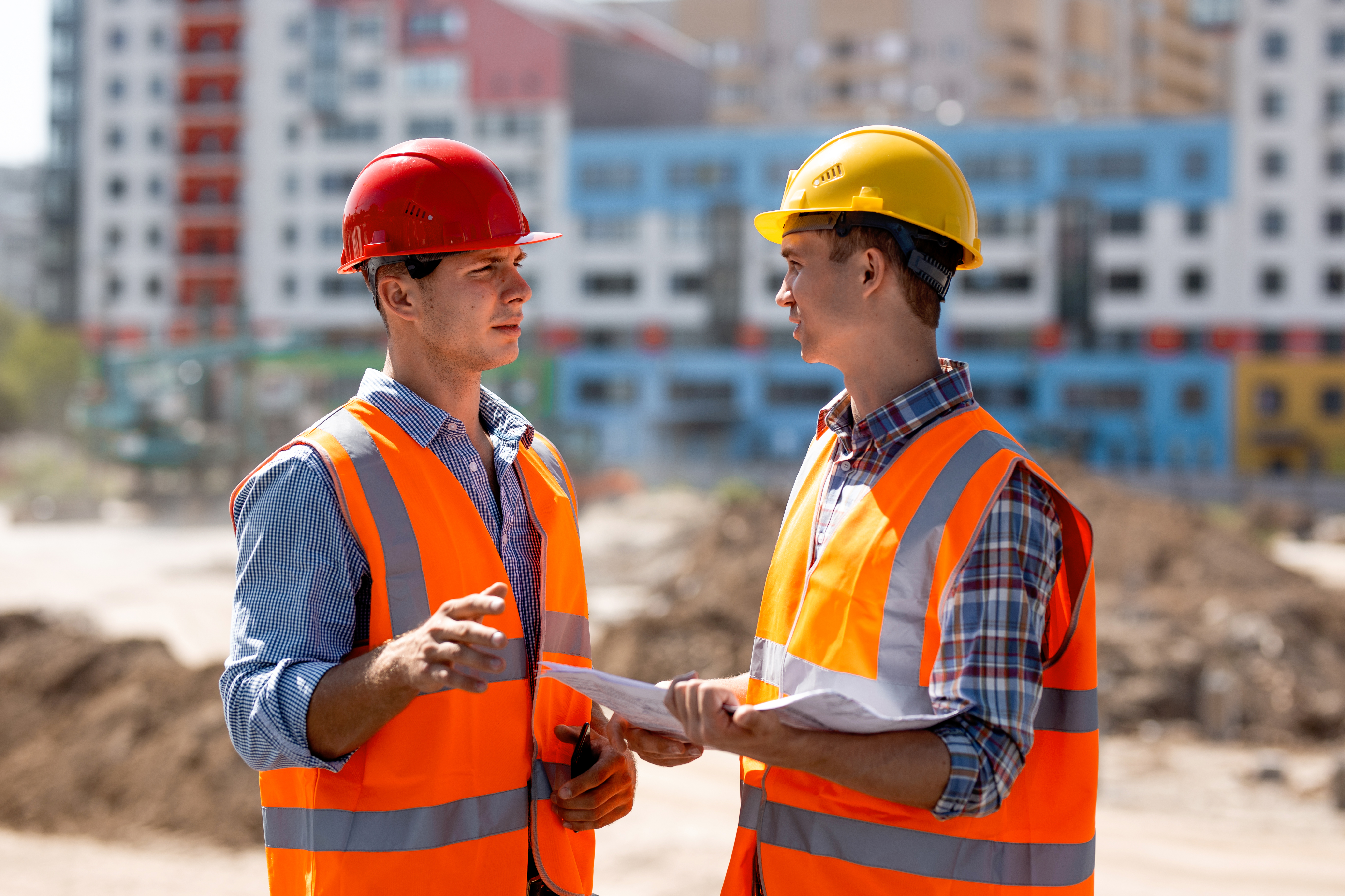 Safety professionals on an active job site